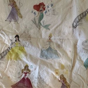 Pottery Barn Kids twin Disney princess duvet and sheet set.